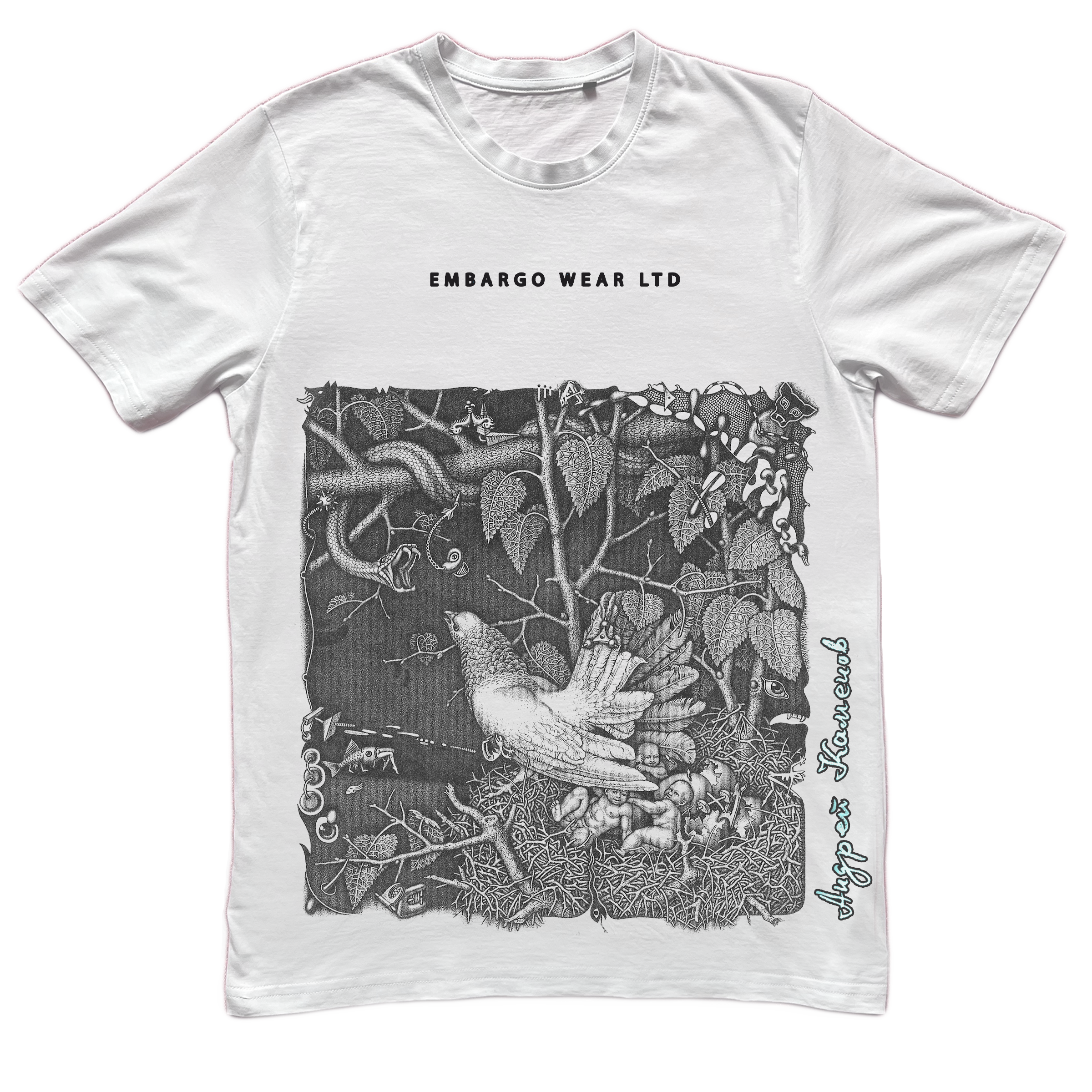 0BRE4ENOST - White Cotton T-shirt by Embargo Wear