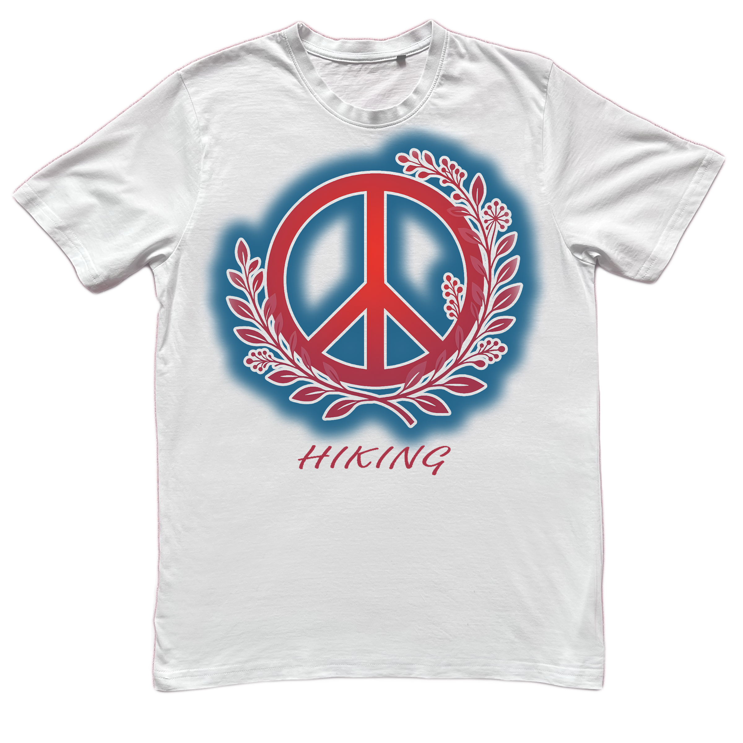 Peace and Hiking- White Cotton T-shirt by Embargo Wear