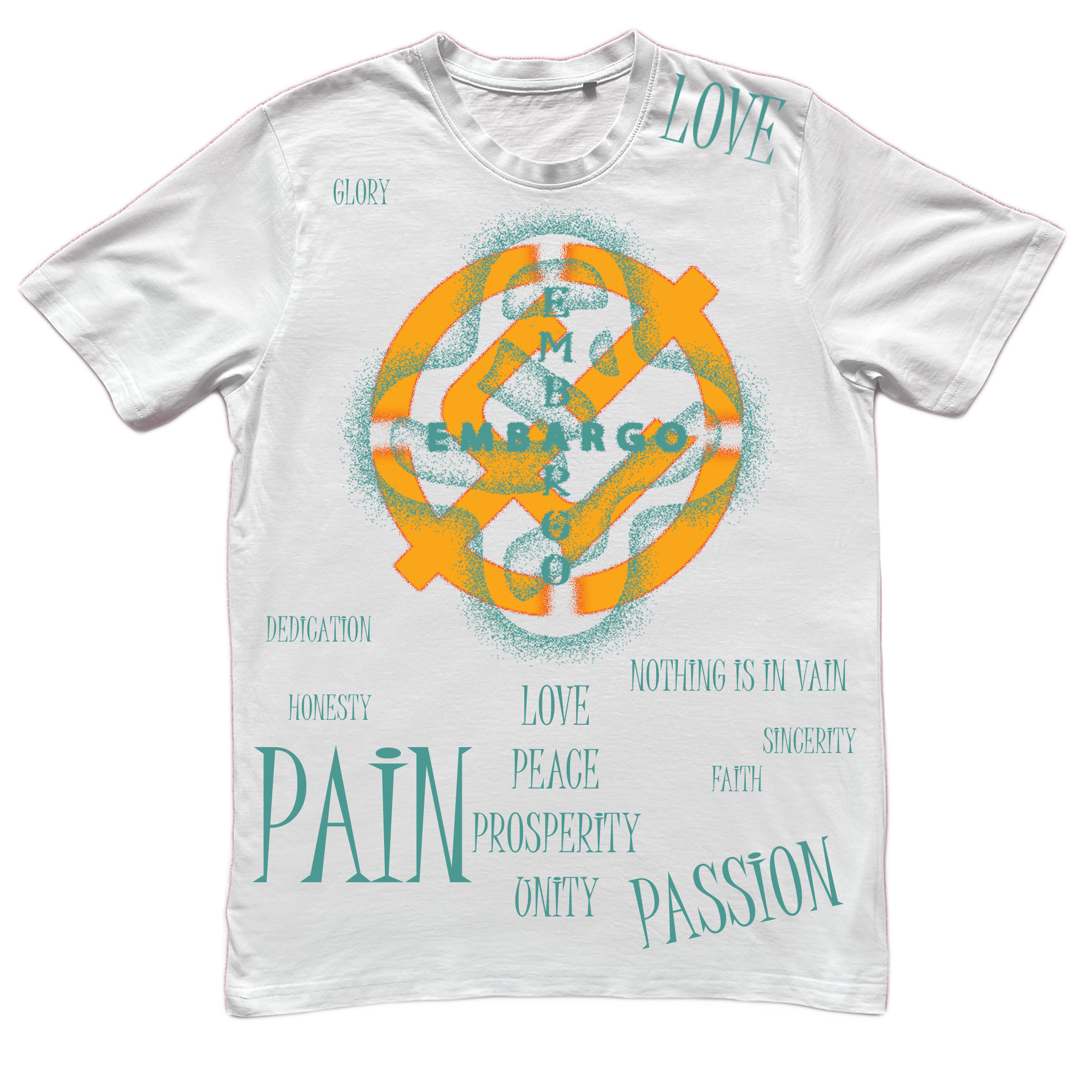 Passion - White Cotton T-shirt by Embargo Wear