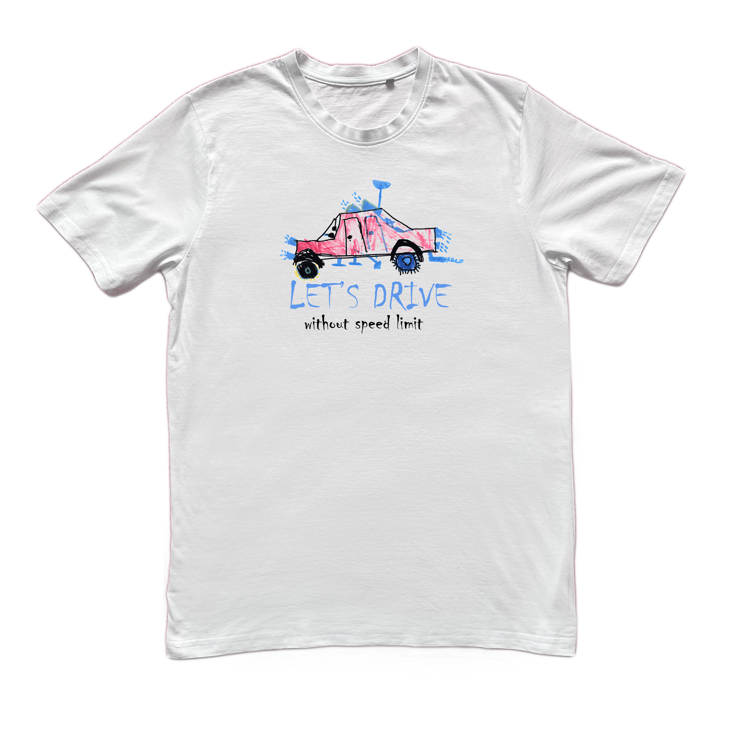 Let's Drive - White Cotton T-shirt by Embargo Wear